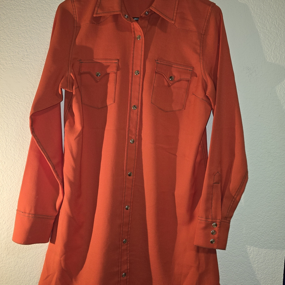 Orange Button-Up Women's Blouse